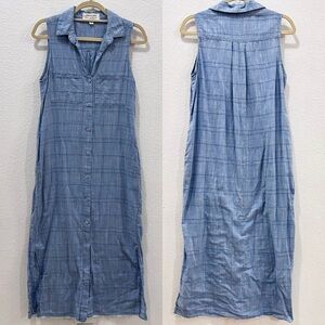 Cloth & Stone Anthropologie Blue Button Front Sleeveless Maxi Dress Small